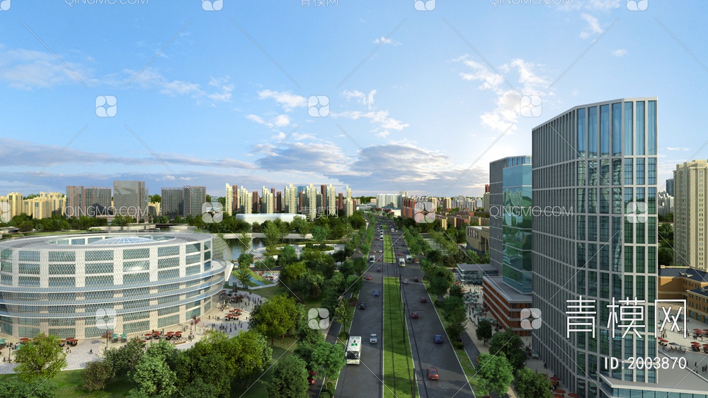 城市街景，高视点景观3D模型下载【ID:2003870】