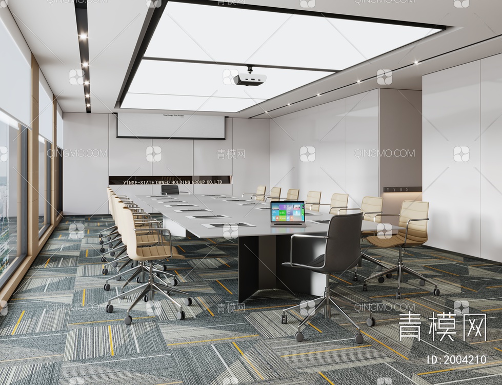 会议室  多功能会议室  会议桌椅组合3D模型下载【ID:2004210】