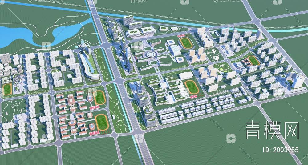 商业办公城市大规划3D模型下载【ID:2003955】