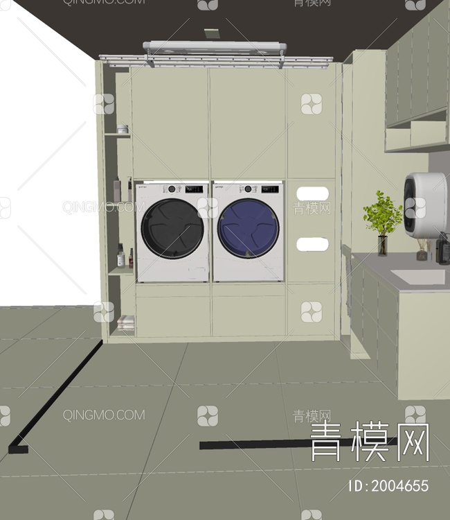 洗衣机柜SU模型下载【ID:2004655】
