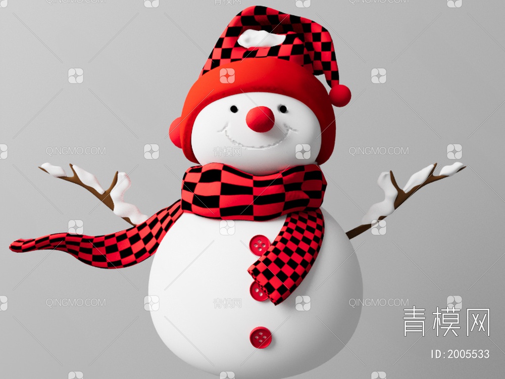 圣诞节雪人 毛绒玩具3D模型下载【ID:2005533】