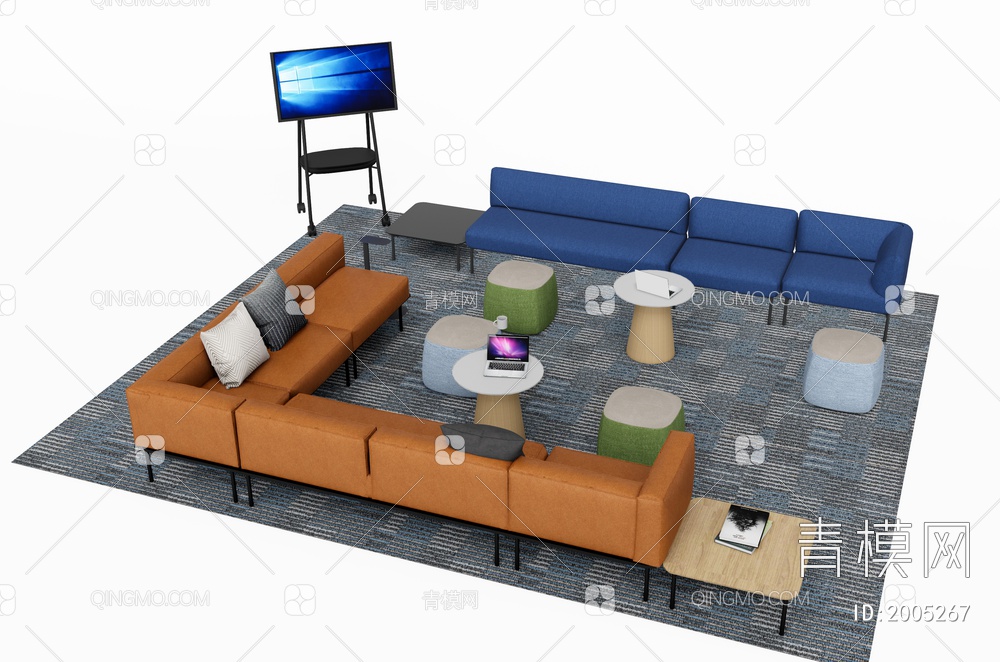 办公休闲沙发3D模型下载【ID:2005267】