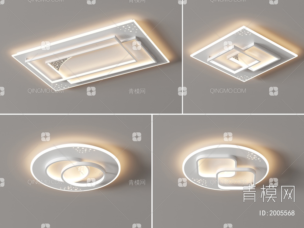 大气客厅灯 超薄极简 吸顶灯 新款 灯具组合 全屋套餐3D模型下载【ID:2005568】