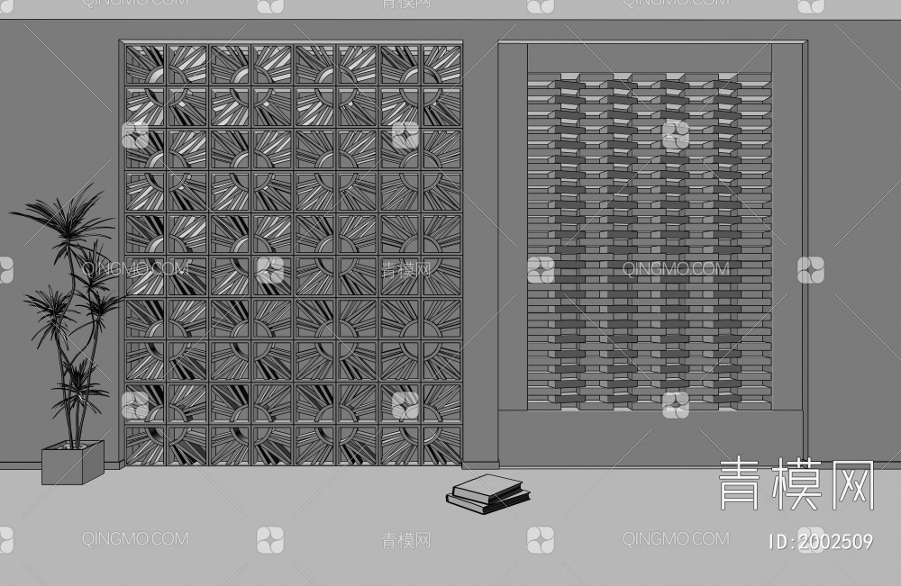 水泥砖 镂空隔断3D模型下载【ID:2002509】