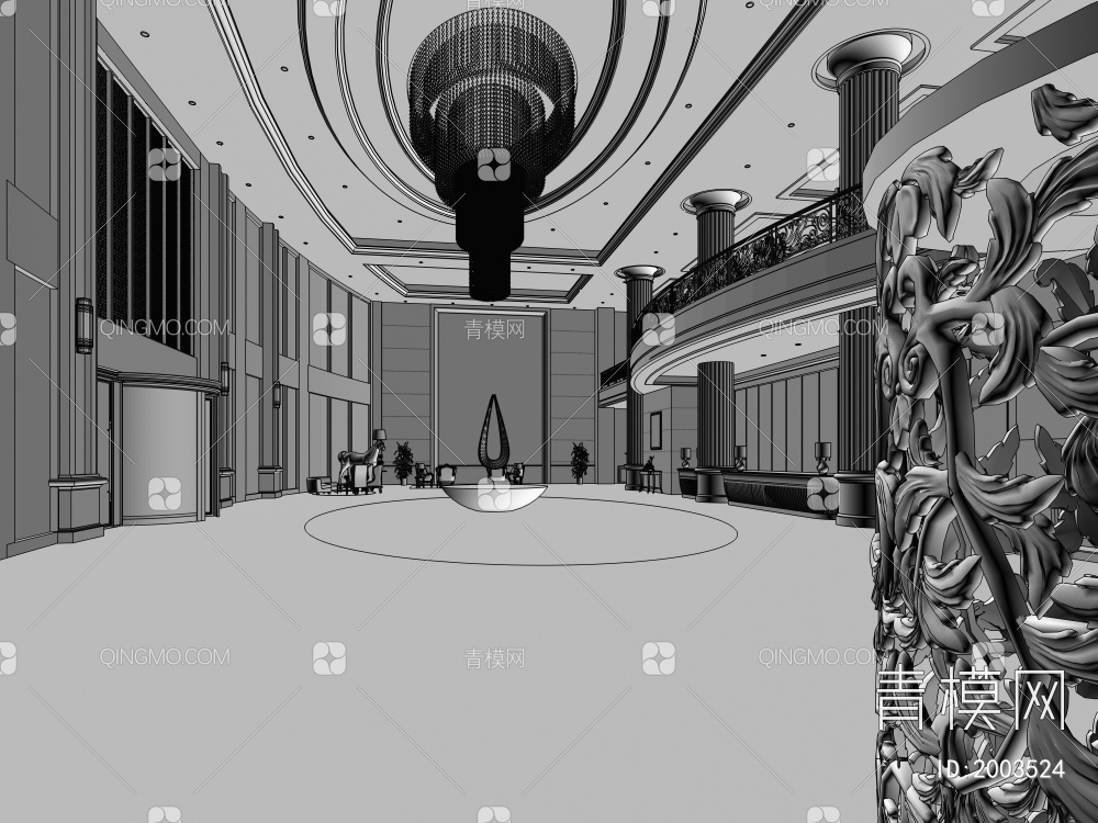 五星级酒店大厅3D模型下载【ID:2003524】