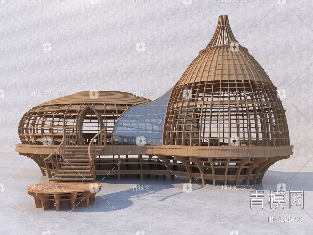 木质生态建筑3D模型下载【ID:2005422】