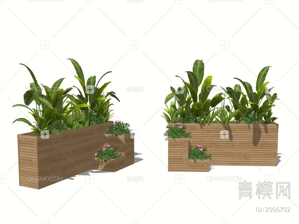 可移动花箱植物组合SU模型下载【ID:2006702】