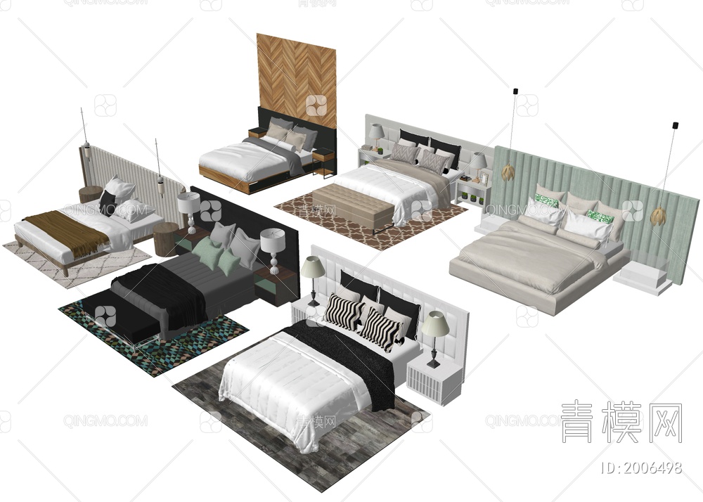 卧室床具 双人床SU模型下载【ID:2006498】