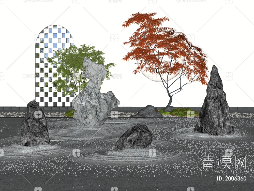 庭院景观小品SU模型下载【ID:2006360】