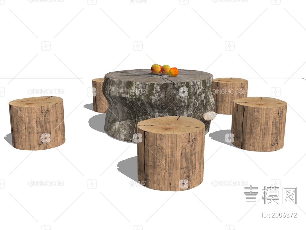 木质桌凳SU模型下载【ID:2006872】