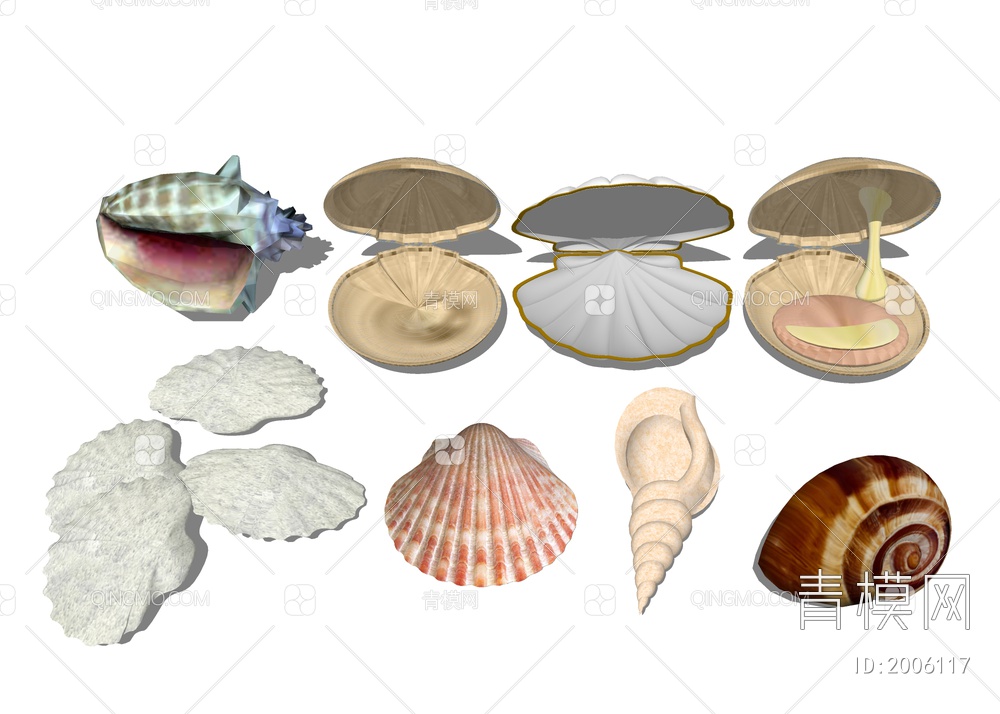 贝壳海螺 装饰摆件SU模型下载【ID:2006117】