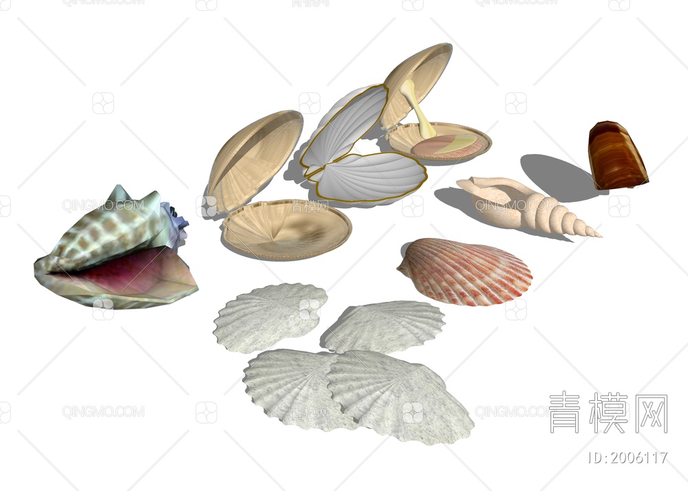 贝壳海螺 装饰摆件SU模型下载【ID:2006117】