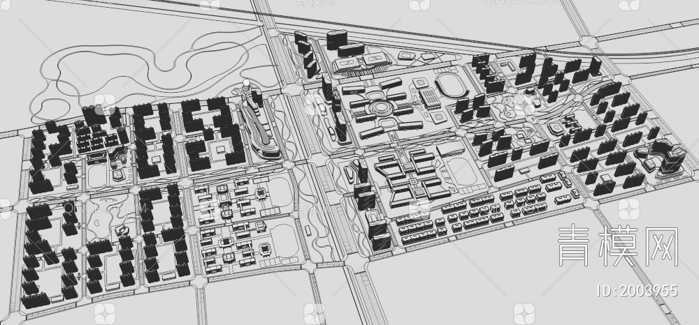 商业办公城市大规划3D模型下载【ID:2003955】