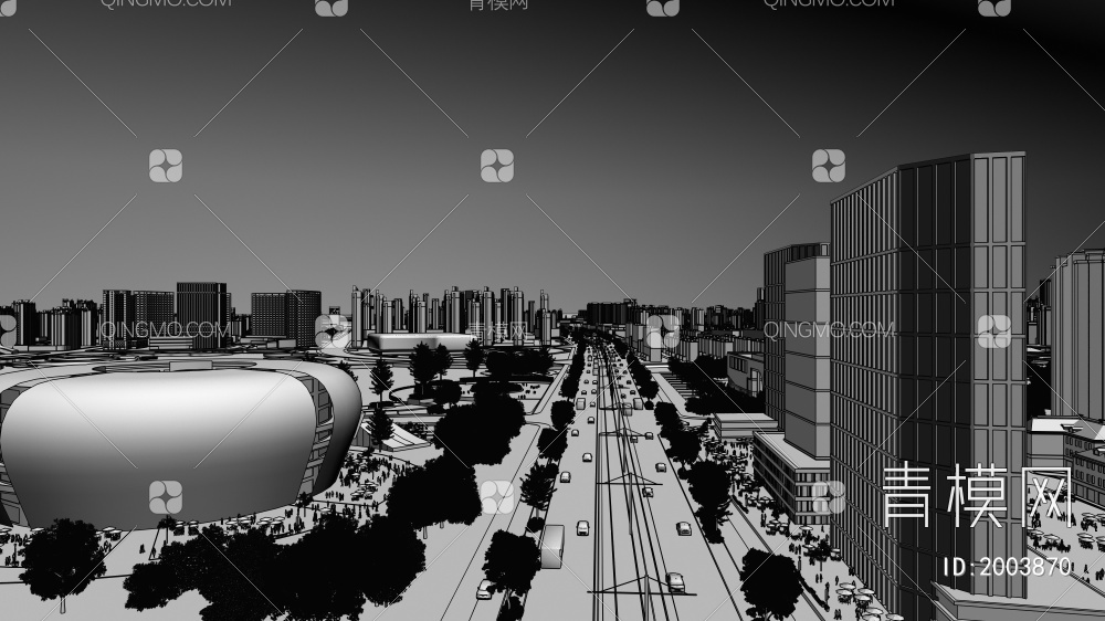 城市街景，高视点景观3D模型下载【ID:2003870】