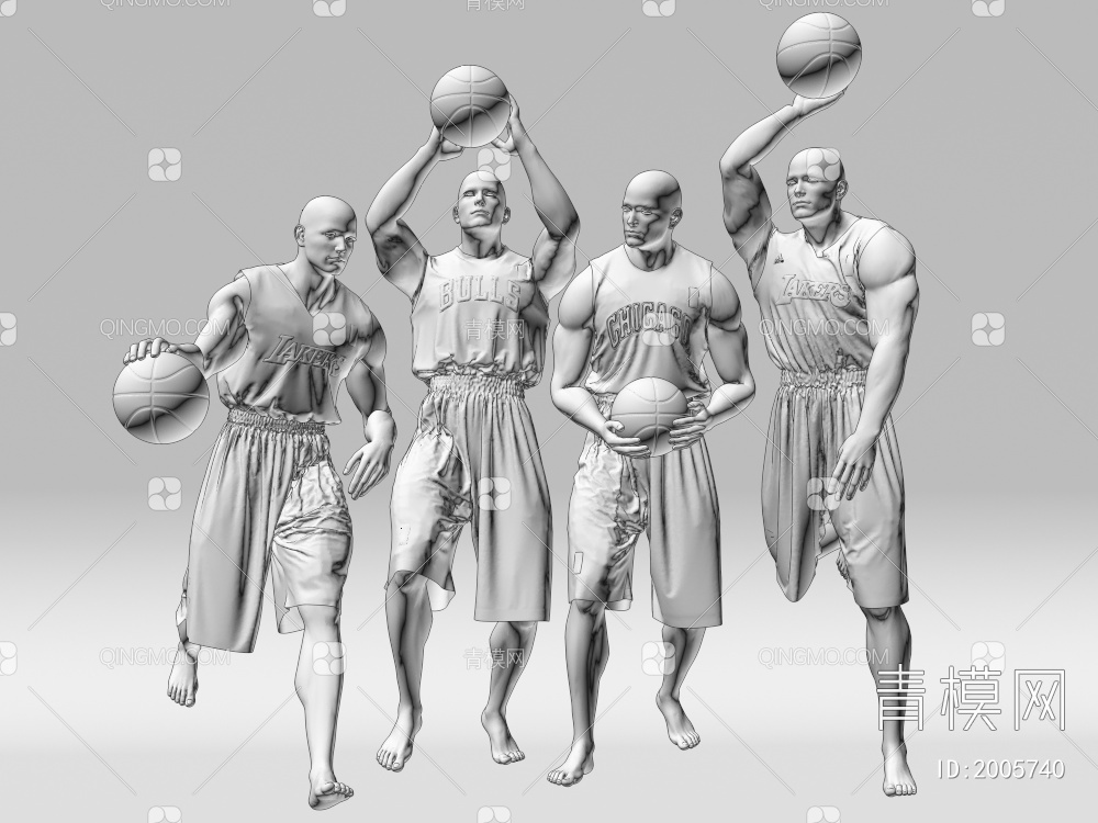篮球运动员模特3D模型下载【ID:2005740】