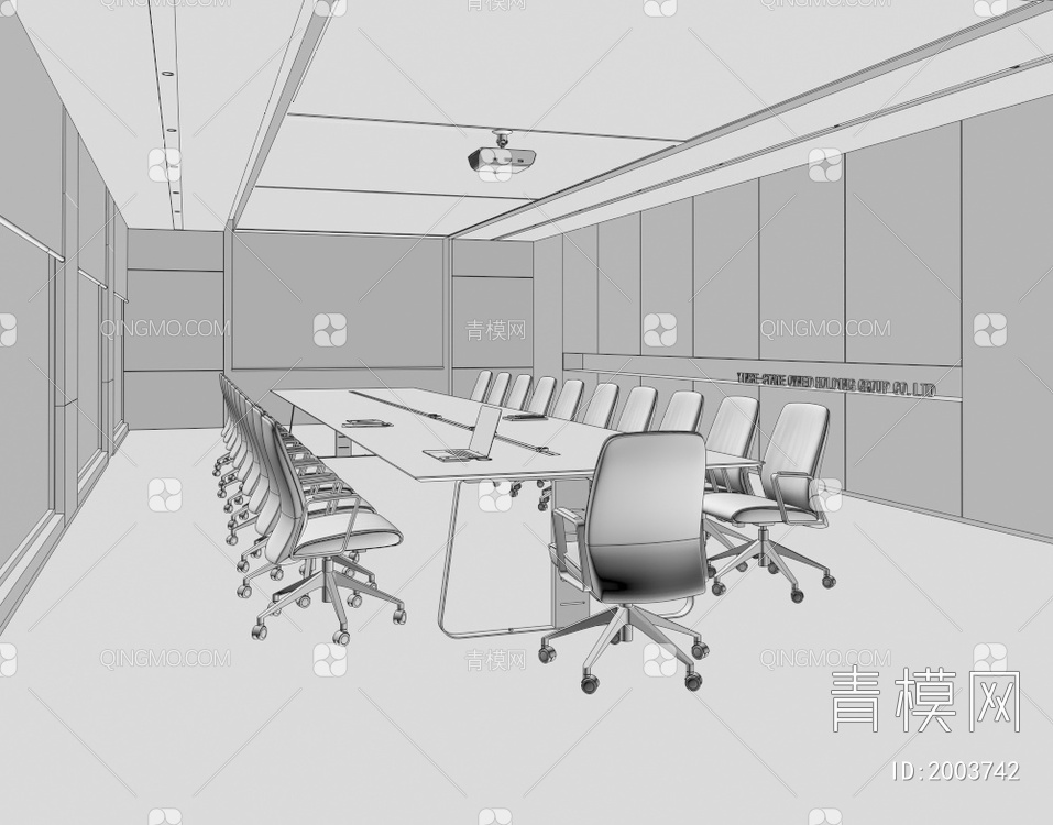 会议室  多功能会议室  会议桌3D模型下载【ID:2003742】