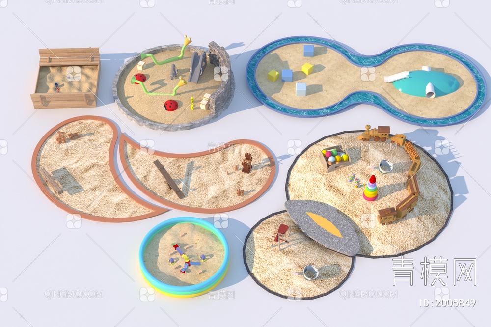 沙坑_沙池_儿童公园沙坑3D模型下载【ID:2005849】