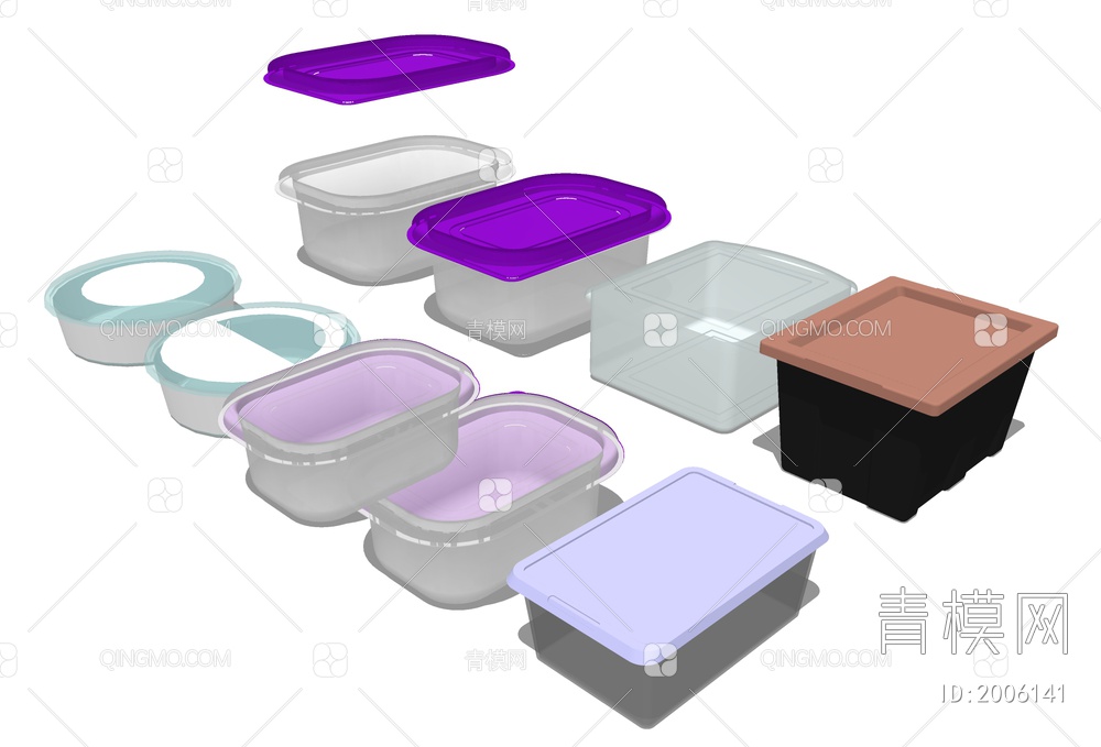 玻璃保温盒 塑料餐盒SU模型下载【ID:2006141】
