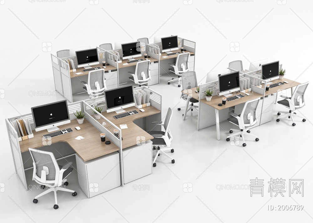 办公桌椅组合SU模型下载【ID:2006789】