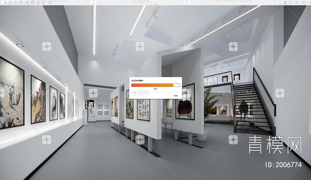 美术馆内部SU模型下载【ID:2006774】