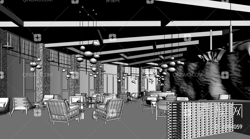 民宿休息区 咖啡厅3D模型下载【ID:2004059】