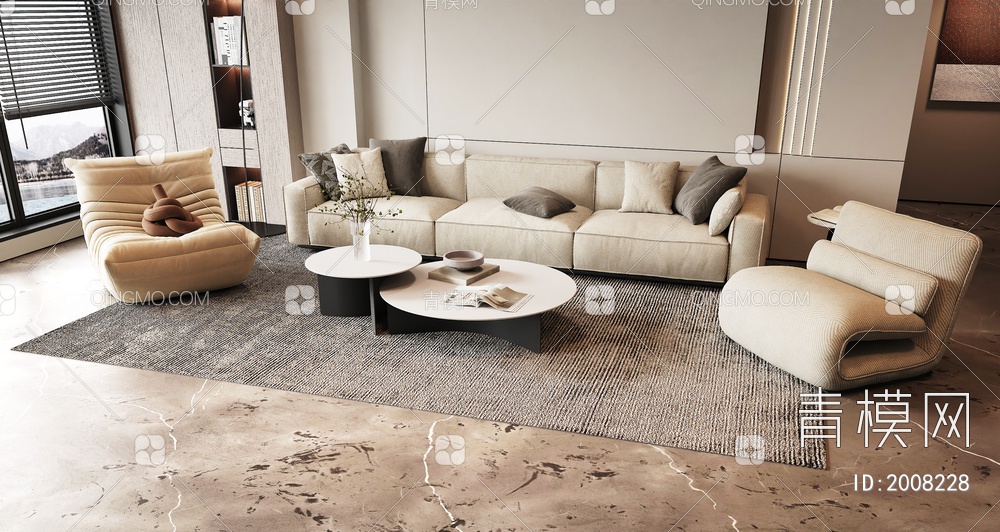 客厅 沙发组合 摆件3D模型下载【ID:2008228】
