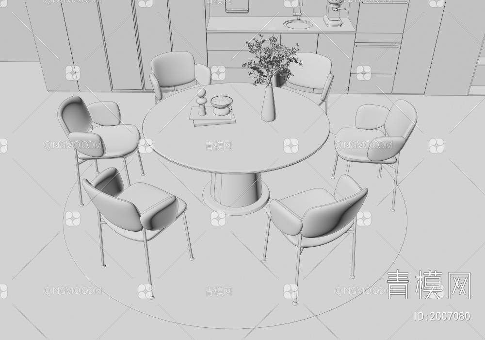 餐桌椅3D模型下载【ID:2007080】