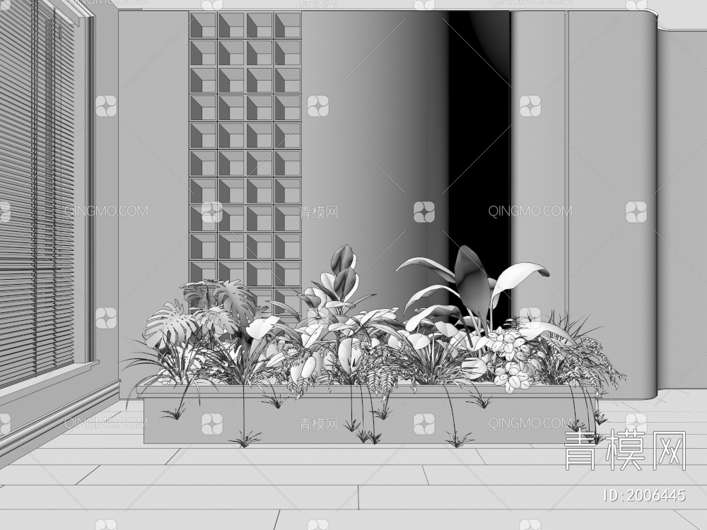 室内组团小景 植物堆 球形灌木 苔藓球 带花灌木植物组合3D模型下载【ID:2006445】