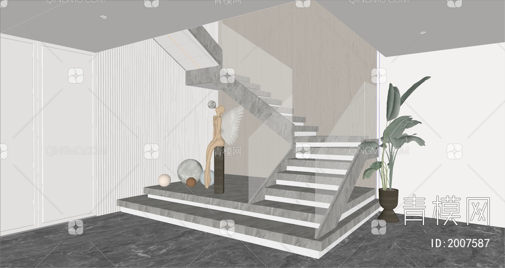 楼梯SU模型下载【ID:2007587】