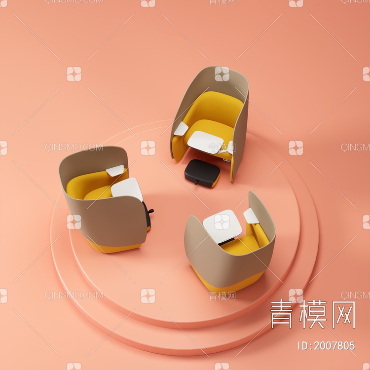 卡座沙发办公沙发3D模型下载【ID:2007805】