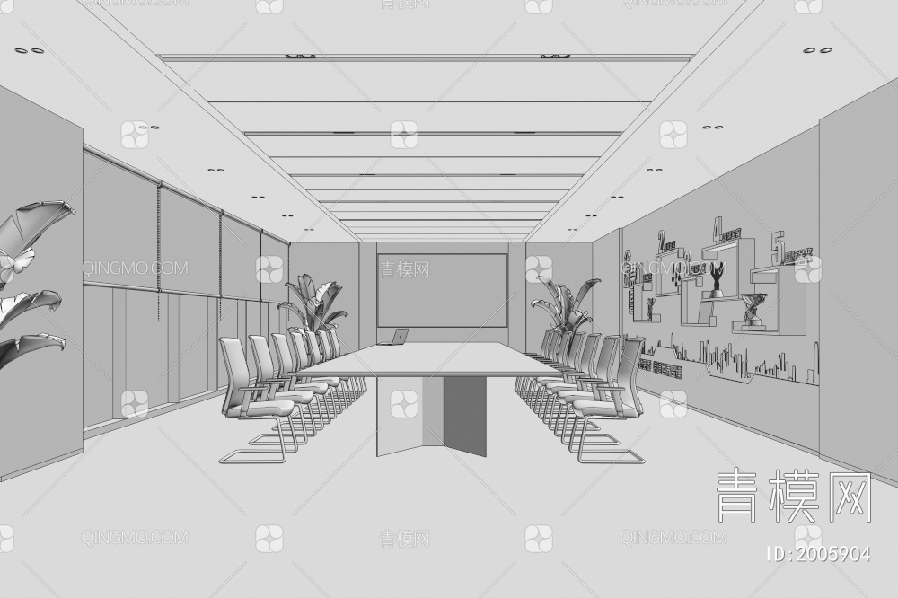 企业会议室 企业荣誉室 企业党建室3D模型下载【ID:2005904】