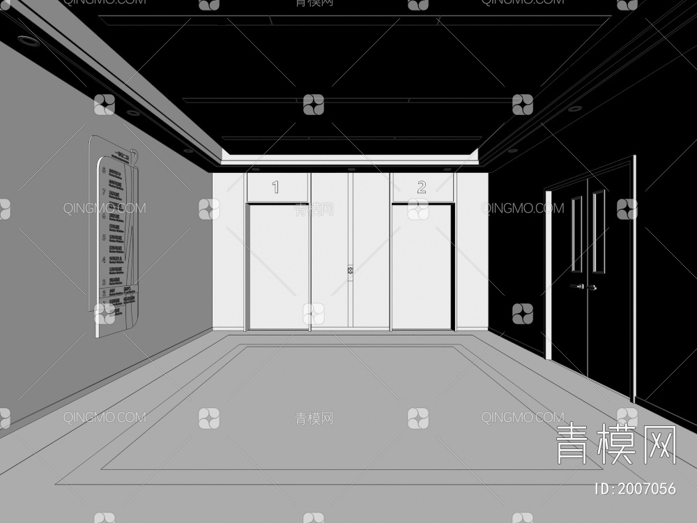过道电梯厅3D模型下载【ID:2007056】