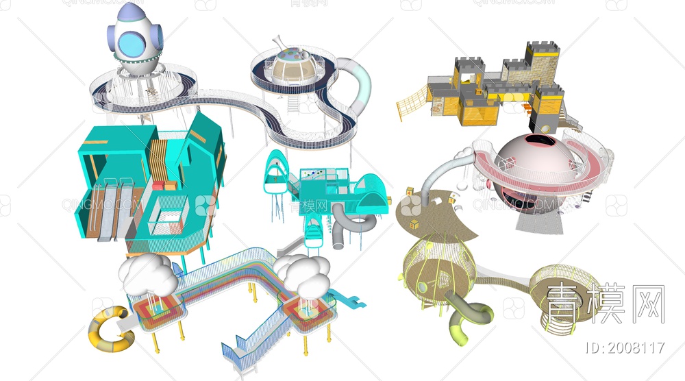 户外儿童滑梯SU模型下载【ID:2008117】