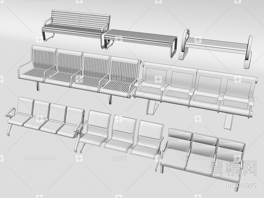 公共座椅3D模型下载【ID:2006275】