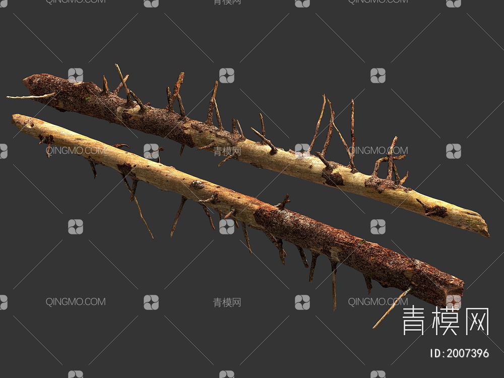 木头 树杆 木材 木柴 木棍 朽木3D模型下载【ID:2007396】