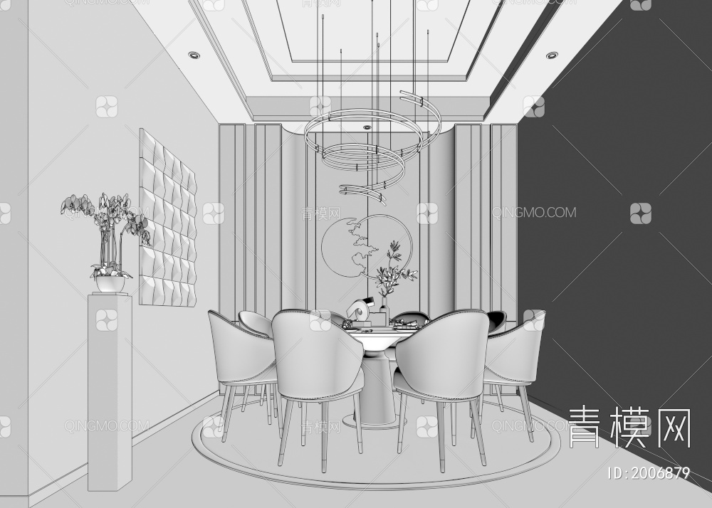 餐厅 餐桌椅组合3D模型下载【ID:2006879】