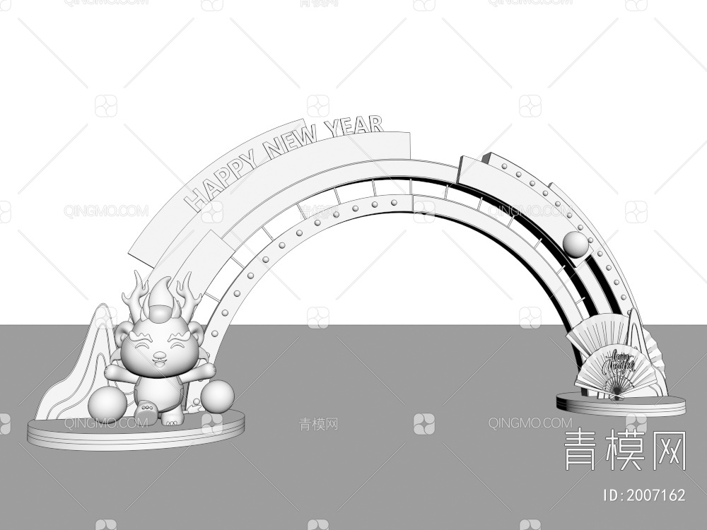 龙年新年门头 新年拱门3D模型下载【ID:2007162】