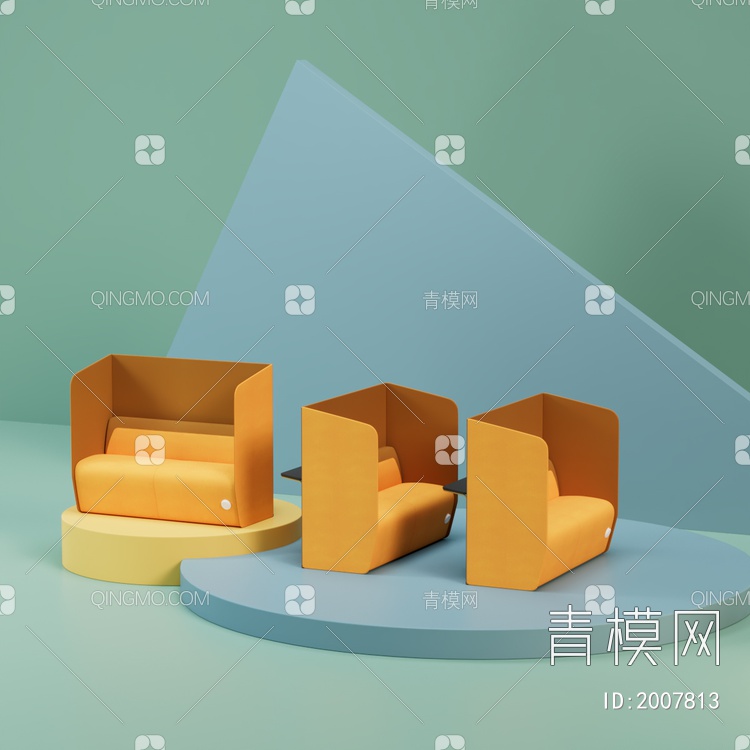 卡座沙发，咖啡椅，双人沙发3D模型下载【ID:2007813】