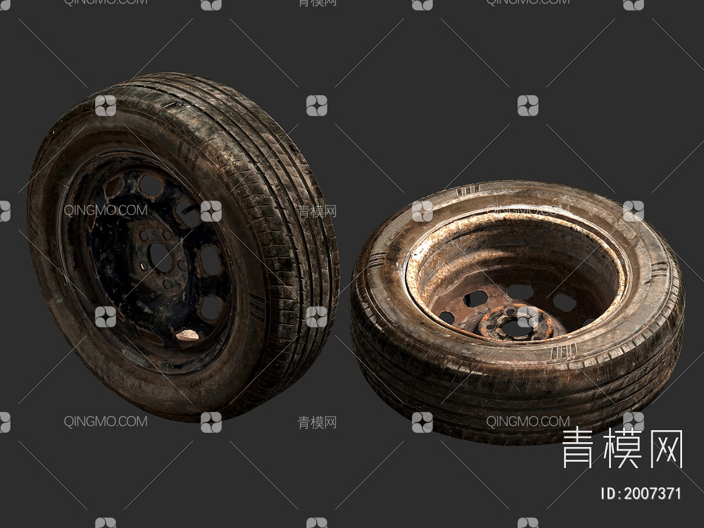 轮胎 旧车轮胎 汽车轮胎3D模型下载【ID:2007371】