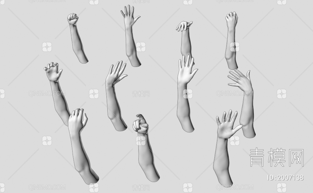 多人手势_手模_女性手臂_手掌_手心_女性手掌_手指3D模型下载【ID:2007138】