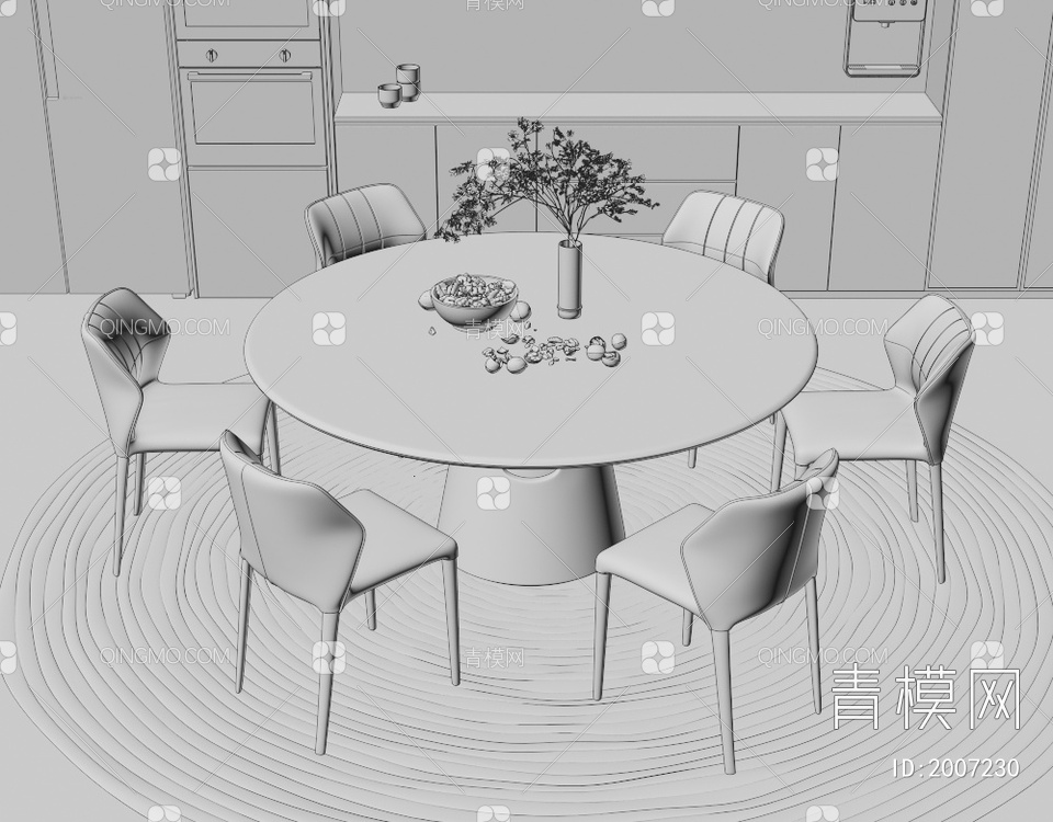 餐桌椅3D模型下载【ID:2007230】