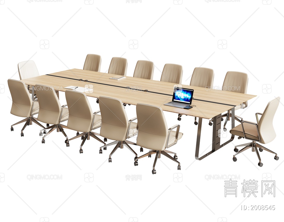 会议桌椅组合3D模型下载【ID:2008545】