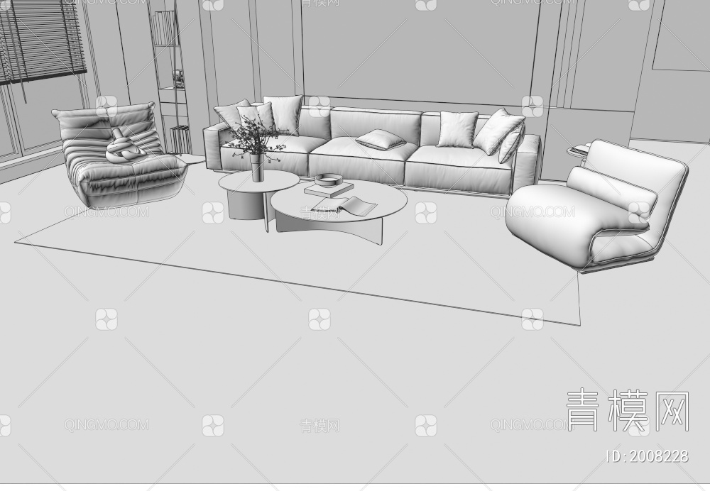 客厅 沙发组合 摆件3D模型下载【ID:2008228】