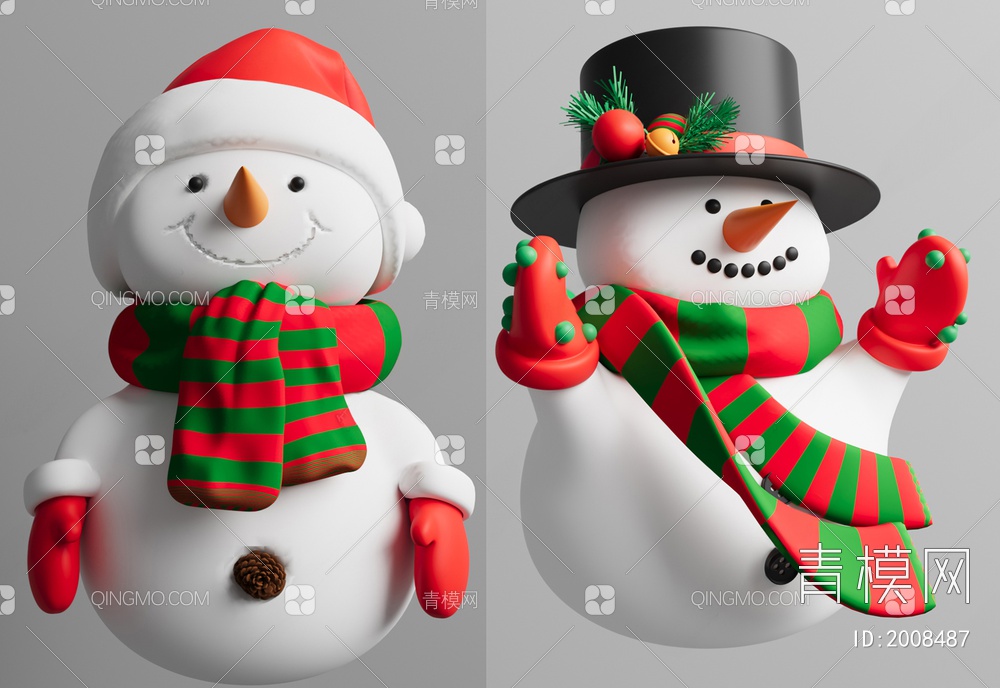圣诞节雪人_雪人_圣诞节3D模型下载【ID:2008487】