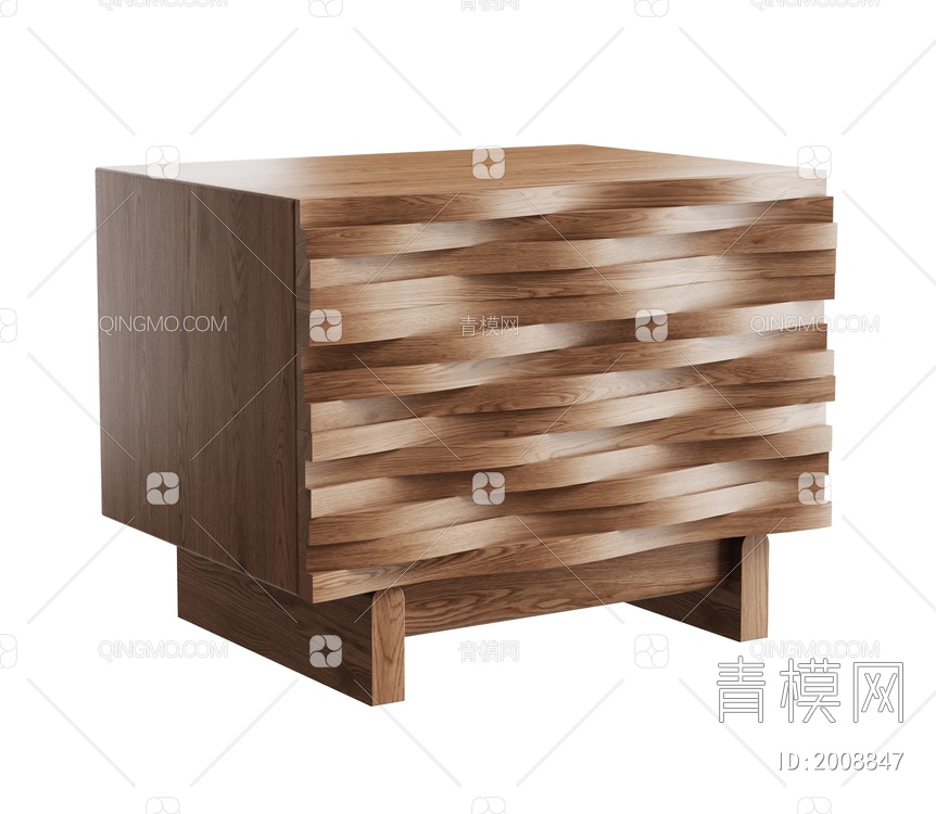 实木床头柜3D模型下载【ID:2008847】