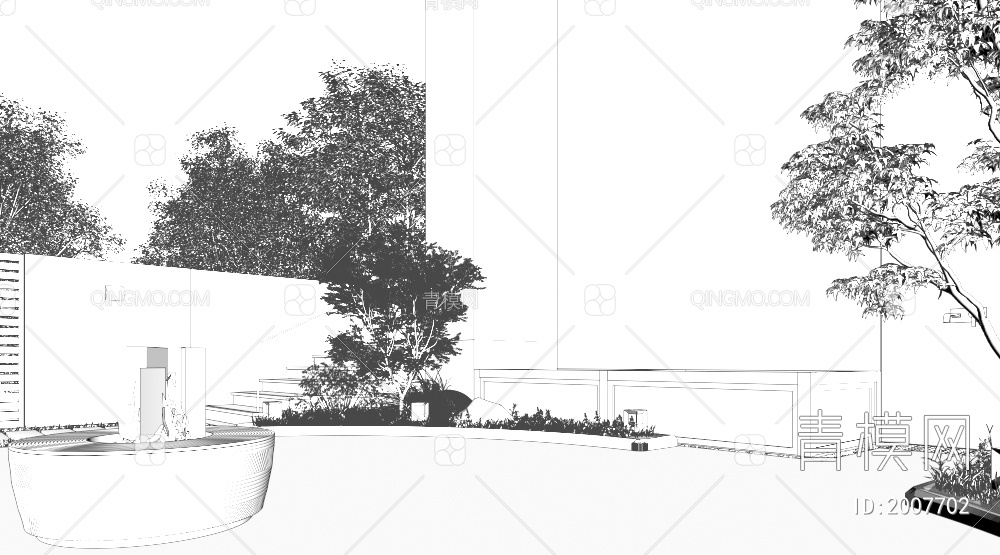 庭院 花园景观3D模型下载【ID:2007702】