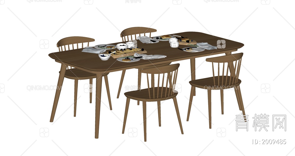 餐桌椅组合SU模型下载【ID:2009485】