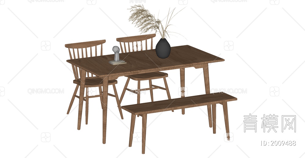 餐桌椅组合SU模型下载【ID:2009488】