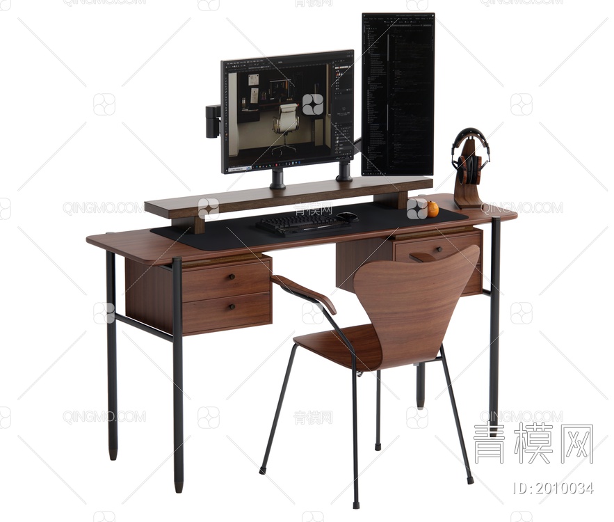 电脑桌椅组合SU模型下载【ID:2010034】