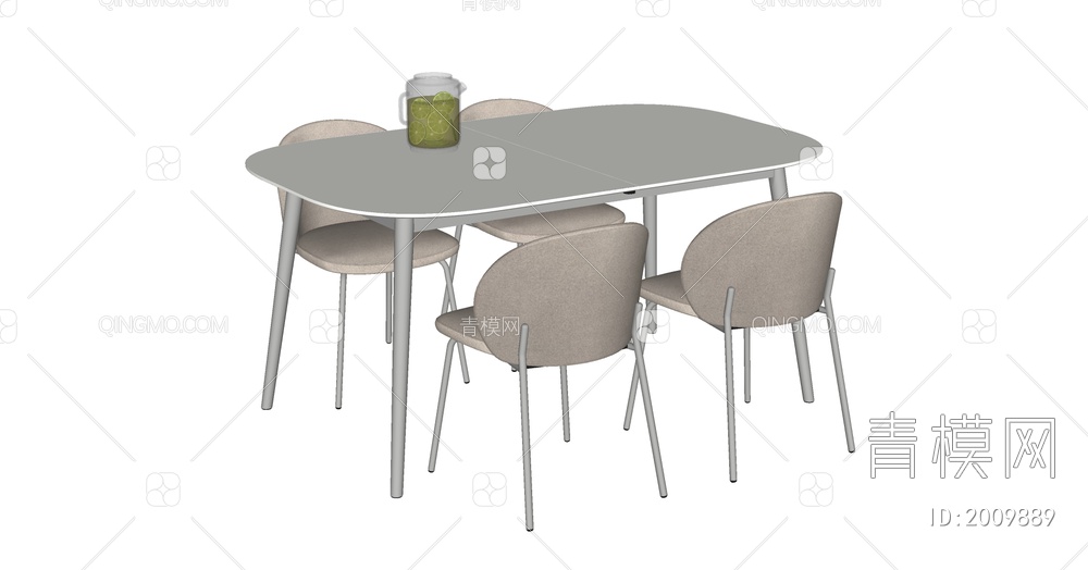 餐桌椅组合SU模型下载【ID:2009889】